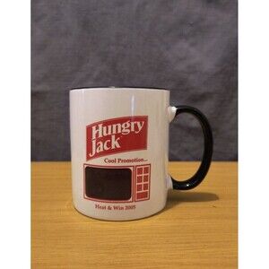 Hungry Jack Microwaveable Syrup Ceramic Red Black Tea Coffee Mug Cup Vintage 8oz